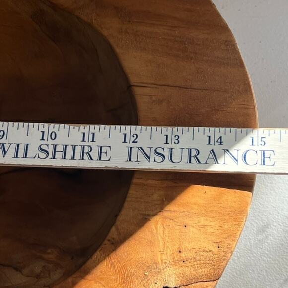 Centerpiece Bowl 15" Hand Carved Natural Wood - Picture 10 of 10